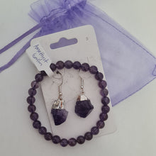 Load image into Gallery viewer, Amethyst Bracelet and Ear-rings Set
