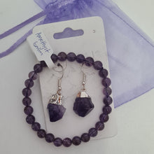 Load image into Gallery viewer, Amethyst Bracelet and Ear-rings Set
