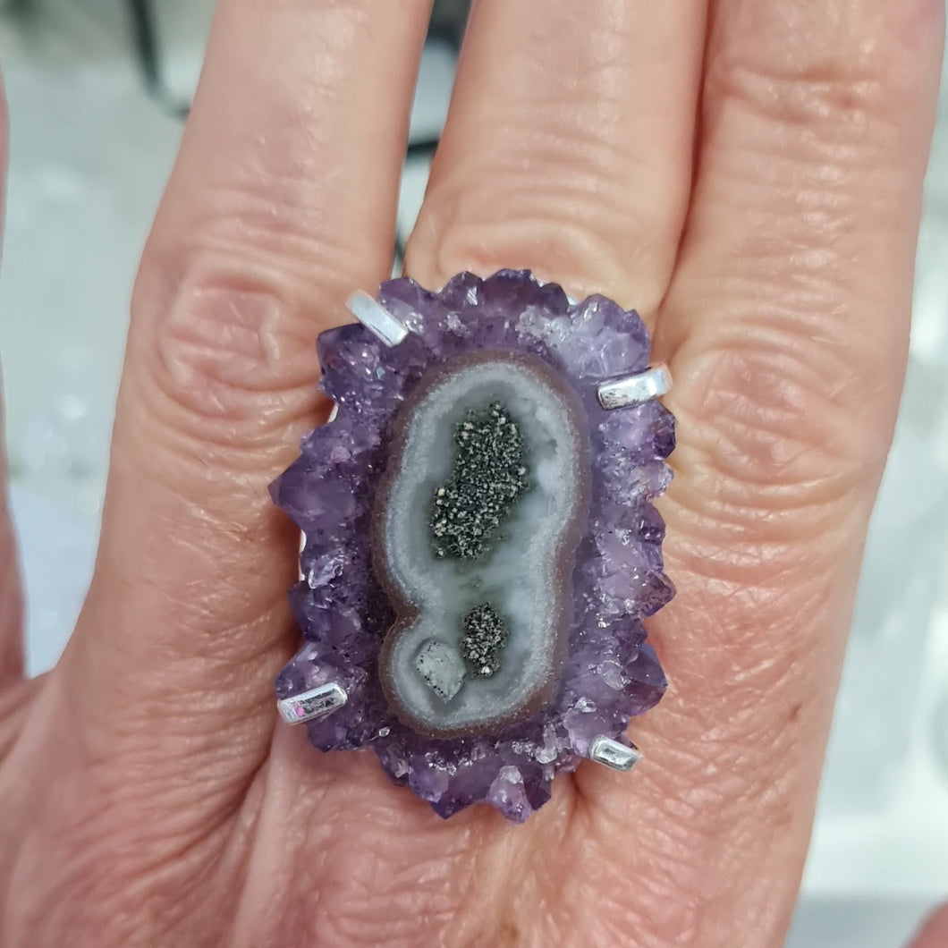 Amethyst Stalactite Slice Ring