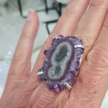 Load image into Gallery viewer, Amethyst Stalactite Slice Ring
