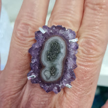 Load image into Gallery viewer, Amethyst Stalactite Slice Ring
