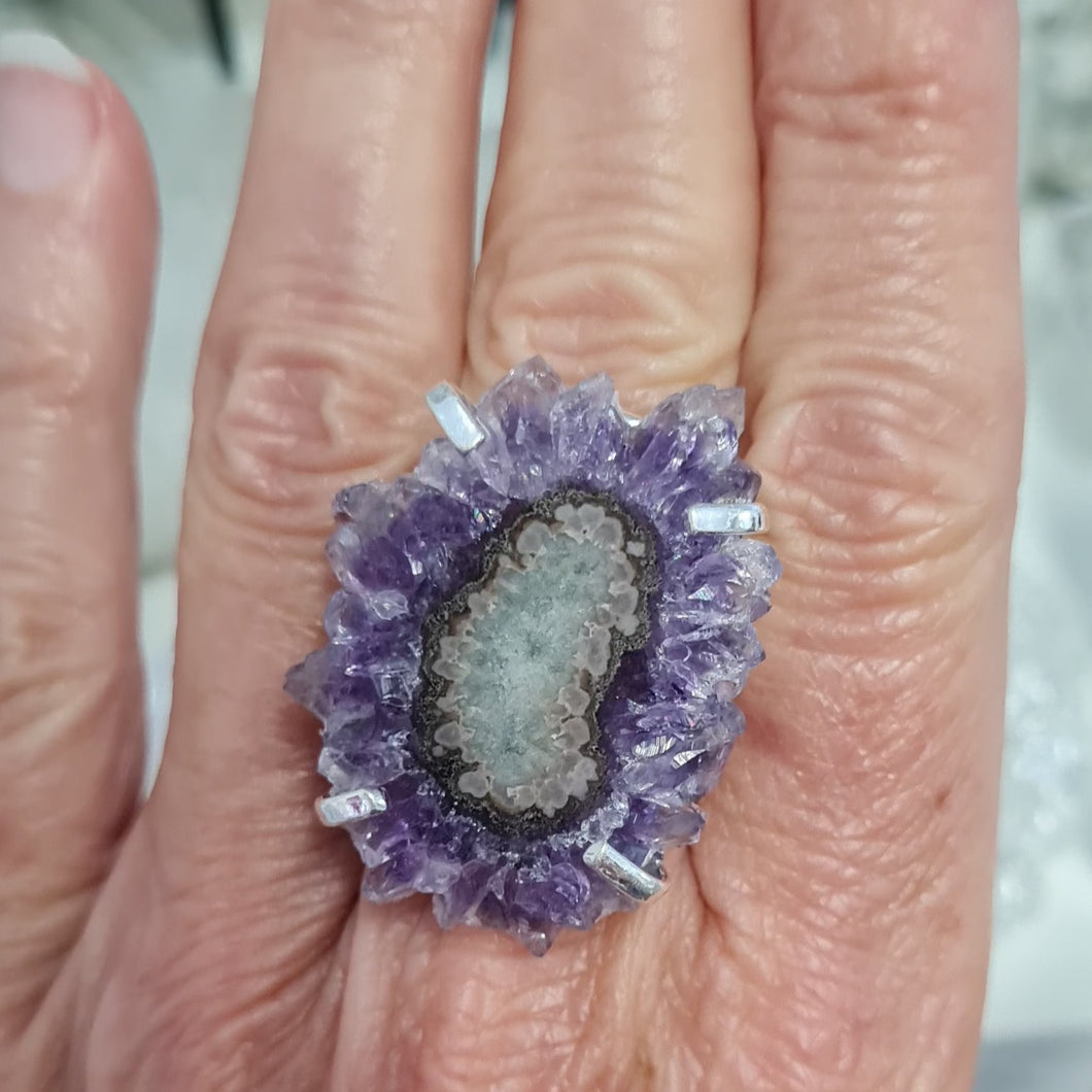 Amethyst Stalactite Slice Ring