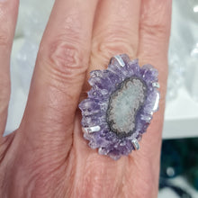 Load image into Gallery viewer, Amethyst Stalactite Slice Ring
