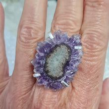Load image into Gallery viewer, Amethyst Stalactite Slice Ring
