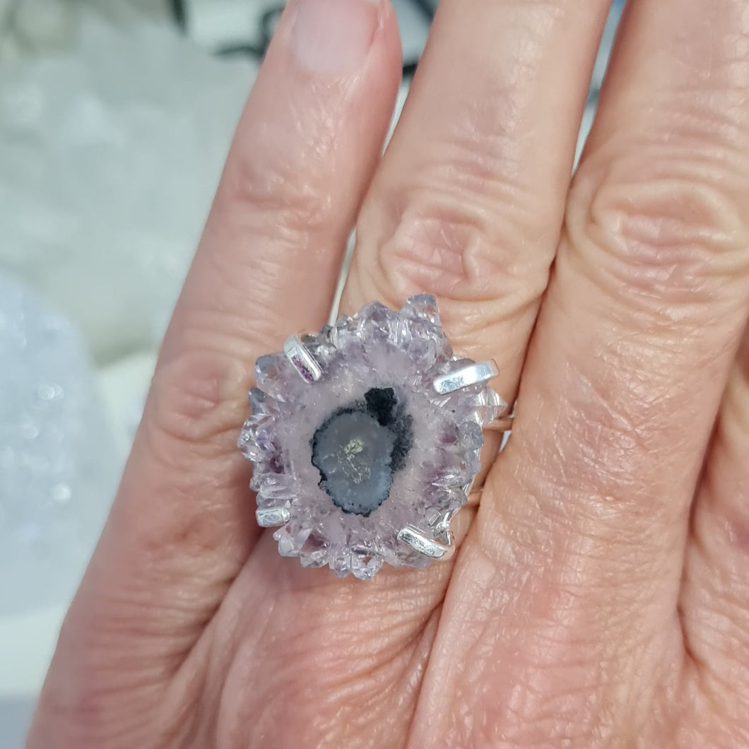 Amethyst Stalactite Slice Ring