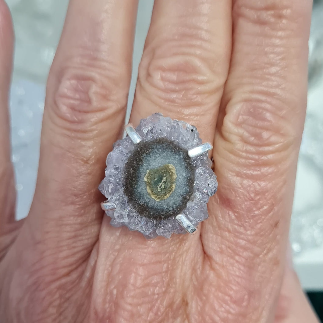 Amethyst Stalactite Slice Ring
