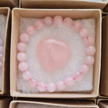 Load image into Gallery viewer, Rose Quartz Bracelet and Heart Boxset
