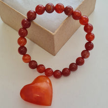 Load image into Gallery viewer, Carnelian Bracelet and Heart Boxset
