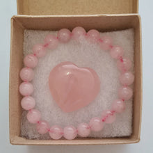 Load image into Gallery viewer, Rose Quartz Bracelet and Heart Boxset
