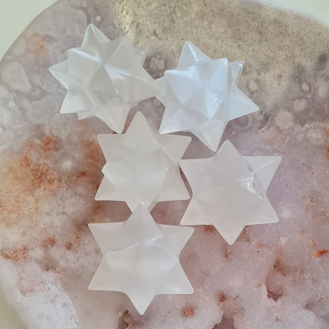 Selenite 12 point Merkaba Star Bay Crystals