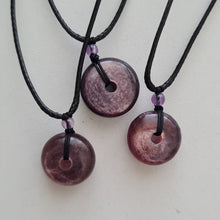 Load image into Gallery viewer, Gemmy Lepidolite Pi, Donut Pendant
