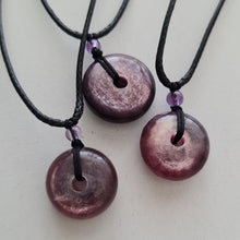 Load image into Gallery viewer, Gemmy Lepidolite Pi, Donut Pendant
