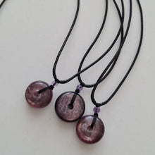 Load image into Gallery viewer, Gemmy Lepidolite Pi, Donut Pendant

