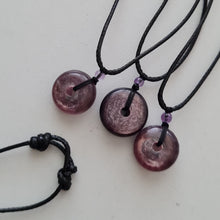 Load image into Gallery viewer, Gemmy Lepidolite Pi, Donut Pendant
