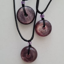 Load image into Gallery viewer, Gemmy Lepidolite Pi, Donut Pendant
