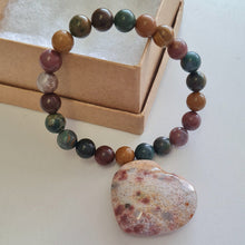 Load image into Gallery viewer, Ocean Jasper Bracelet and Heart Boxset
