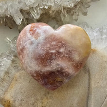 Load image into Gallery viewer, Pink Amethyst X Flower Agate Heart
