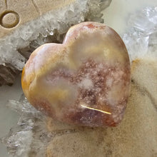 Load image into Gallery viewer, Pink Amethyst X Flower Agate Heart
