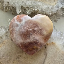 Load image into Gallery viewer, Pink Amethyst X Flower Agate Heart
