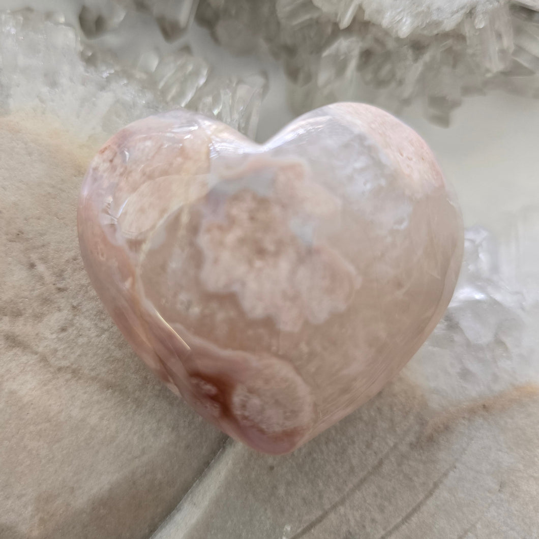 Pink Amethyst X Flower Agate Heart