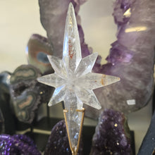 Load image into Gallery viewer, Clear Quartz Polaris Star on stand.
