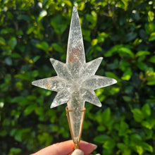 Load image into Gallery viewer, Clear Quartz Polaris Star on stand.
