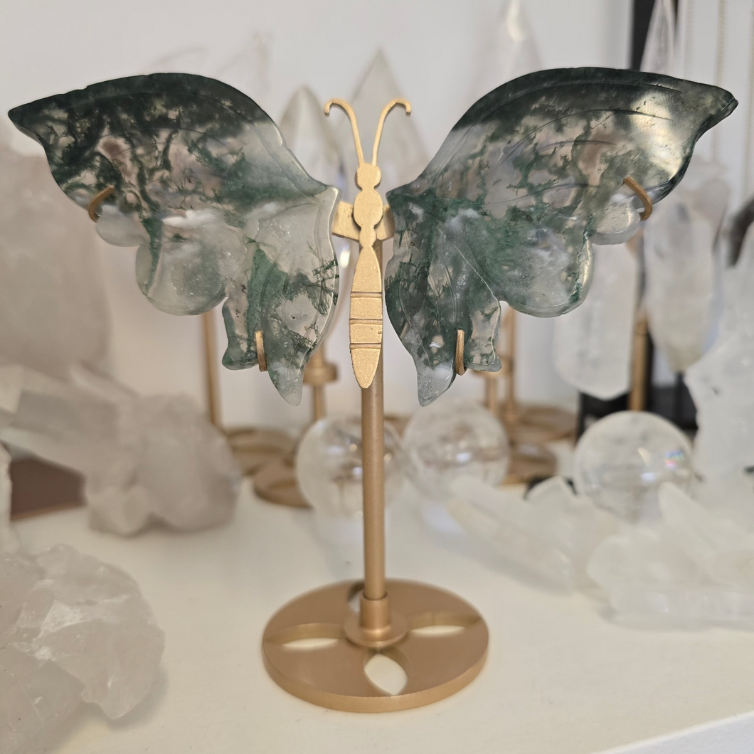 Moss Agate Butterfly Wings