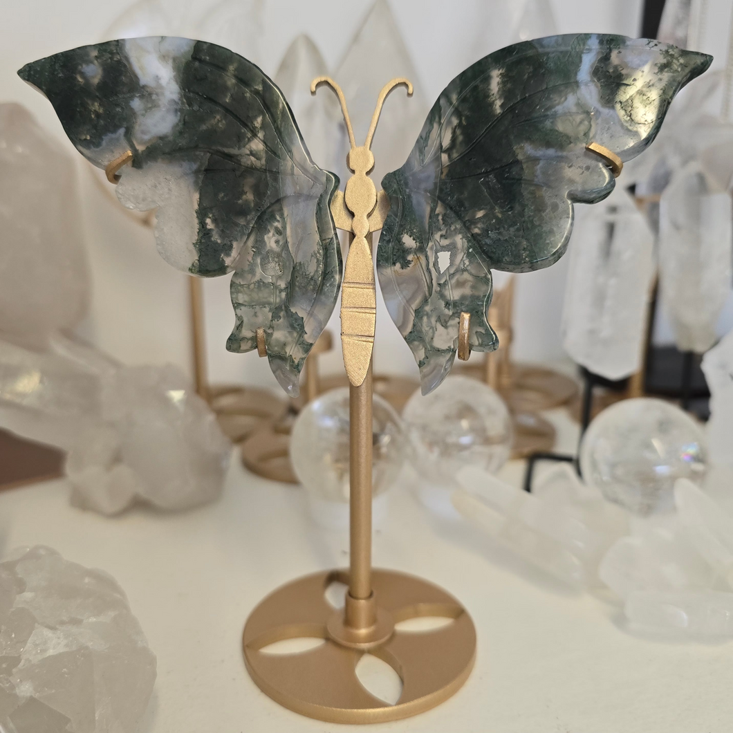 Moss Agate Butterfly Wings