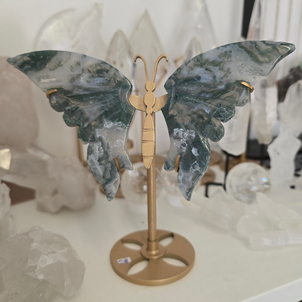 Moss Agate Butterfly Wings