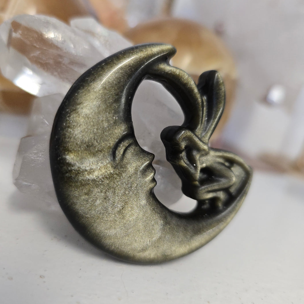 Gold Sheen Obsidian Fairy Moon