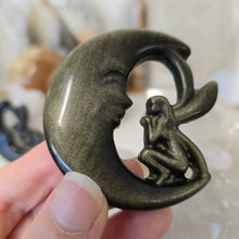 Load image into Gallery viewer, Gold Sheen Obsidian Fairy Moon
