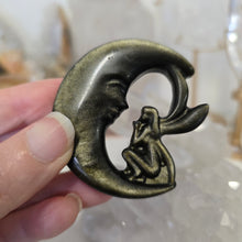 Load image into Gallery viewer, Gold Sheen Obsidian Fairy Moon
