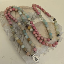 Load image into Gallery viewer, 108 Amazonite Rhodonite Bead Mala Necklace/Bracelet
