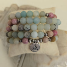 Load image into Gallery viewer, 108 Amazonite Rhodonite Bead Mala Necklace/Bracelet
