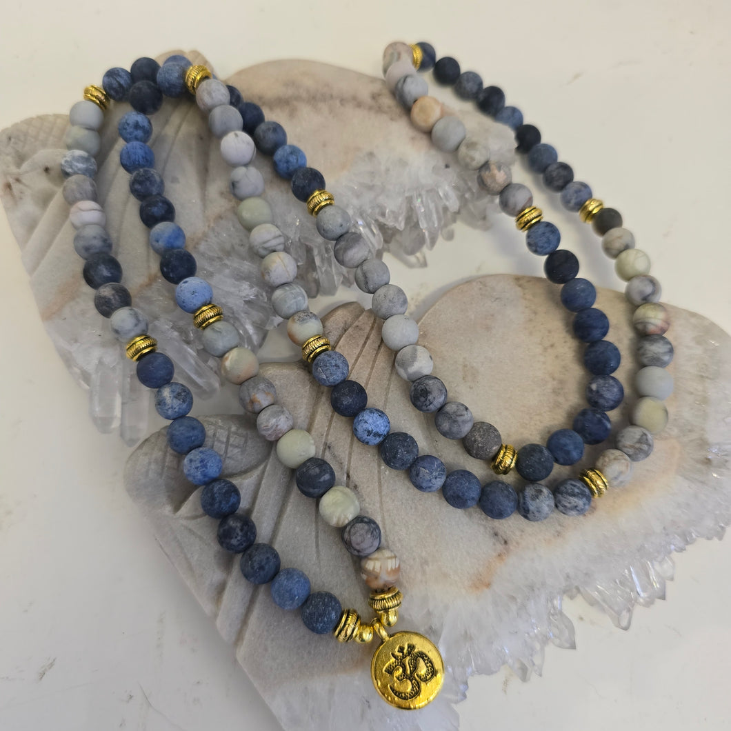 108 Blue Picasso Jasper Mala Necklace/Bracelet