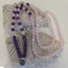Load image into Gallery viewer, 108 Rose Quartz and Amethyst Mala Necklace/Bracelet
