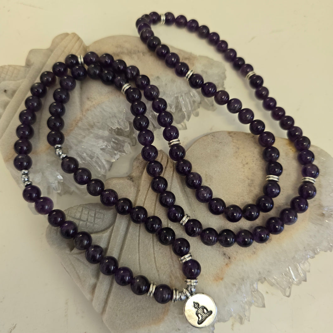 108 Amethyst Mala Necklace/Bracelet