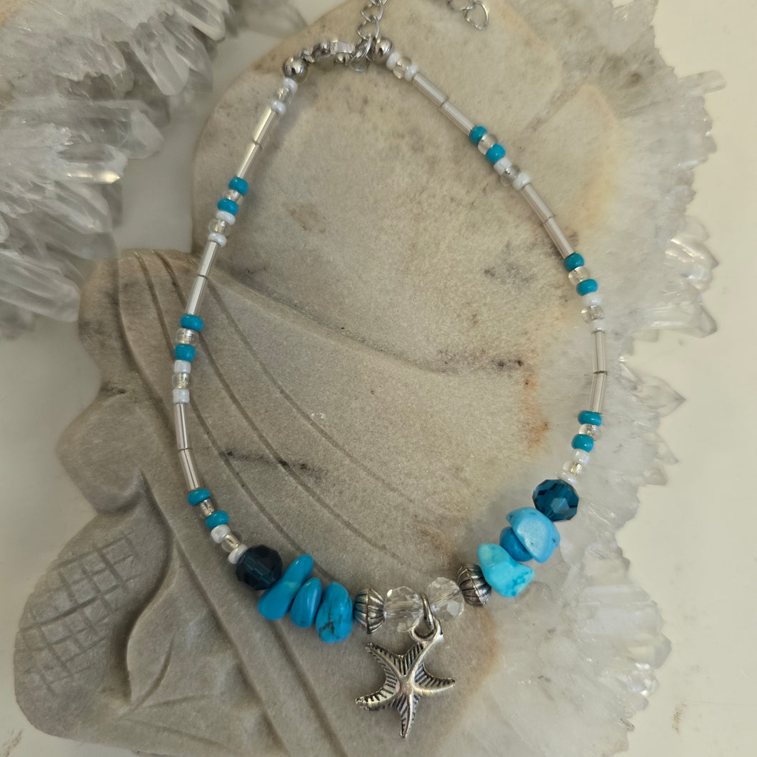 Turquoise Starfish Bead Anklet