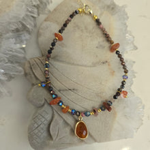 Load image into Gallery viewer, Rhodonite and Carnelian Bead Anklet
