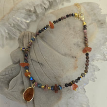 Load image into Gallery viewer, Rhodonite and Carnelian Bead Anklet
