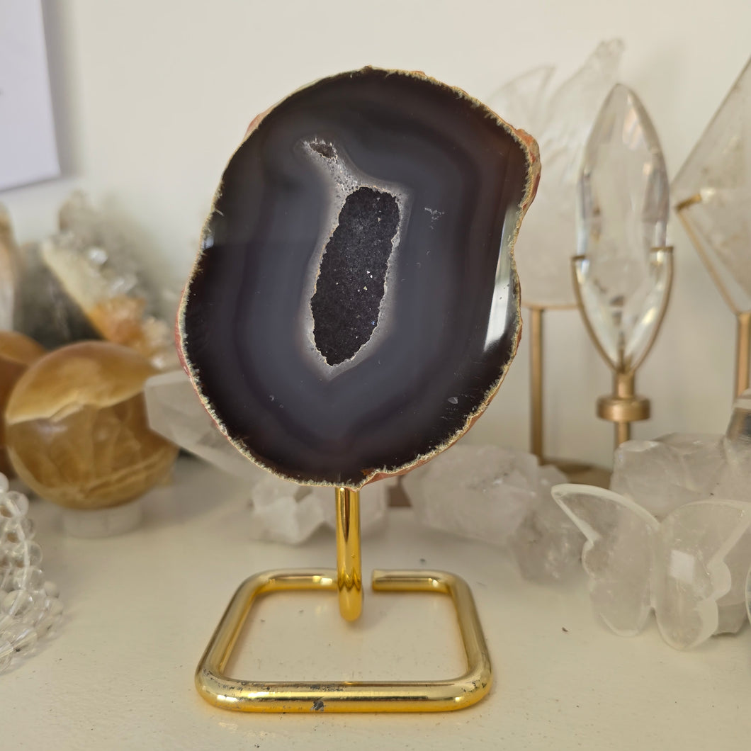 Agate Geode on Stand