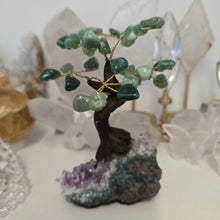 Load image into Gallery viewer, Green Quartz Bonsai Tree on Amethyst Cluster
