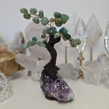 Load image into Gallery viewer, Green Quartz Bonsai Tree on Amethyst Cluster
