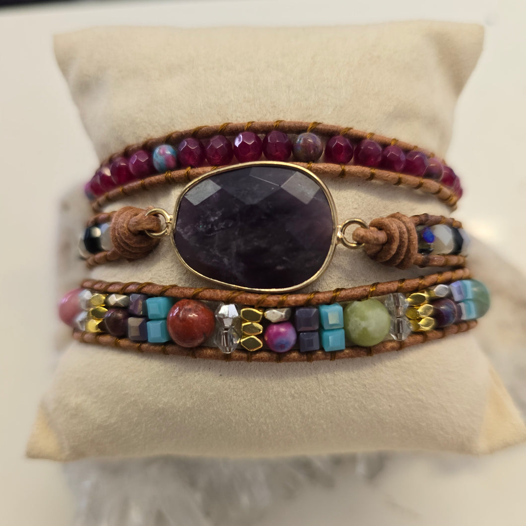Amethyst and Lepidolite Wrap Bracelet