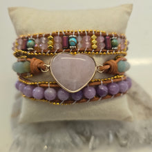 Load image into Gallery viewer, Rose Quartz Heart and Amazonite Wrap Bracelet
