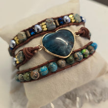Load image into Gallery viewer, Blue Apatite Heart Wrap Bracelet
