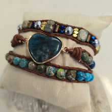 Load image into Gallery viewer, Blue Apatite Heart Wrap Bracelet
