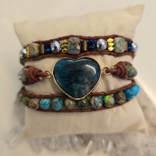 Load image into Gallery viewer, Blue Apatite Heart Wrap Bracelet
