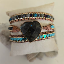 Load image into Gallery viewer, Labradorite Heart Wrap Bracelet
