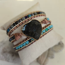 Load image into Gallery viewer, Labradorite Heart Wrap Bracelet
